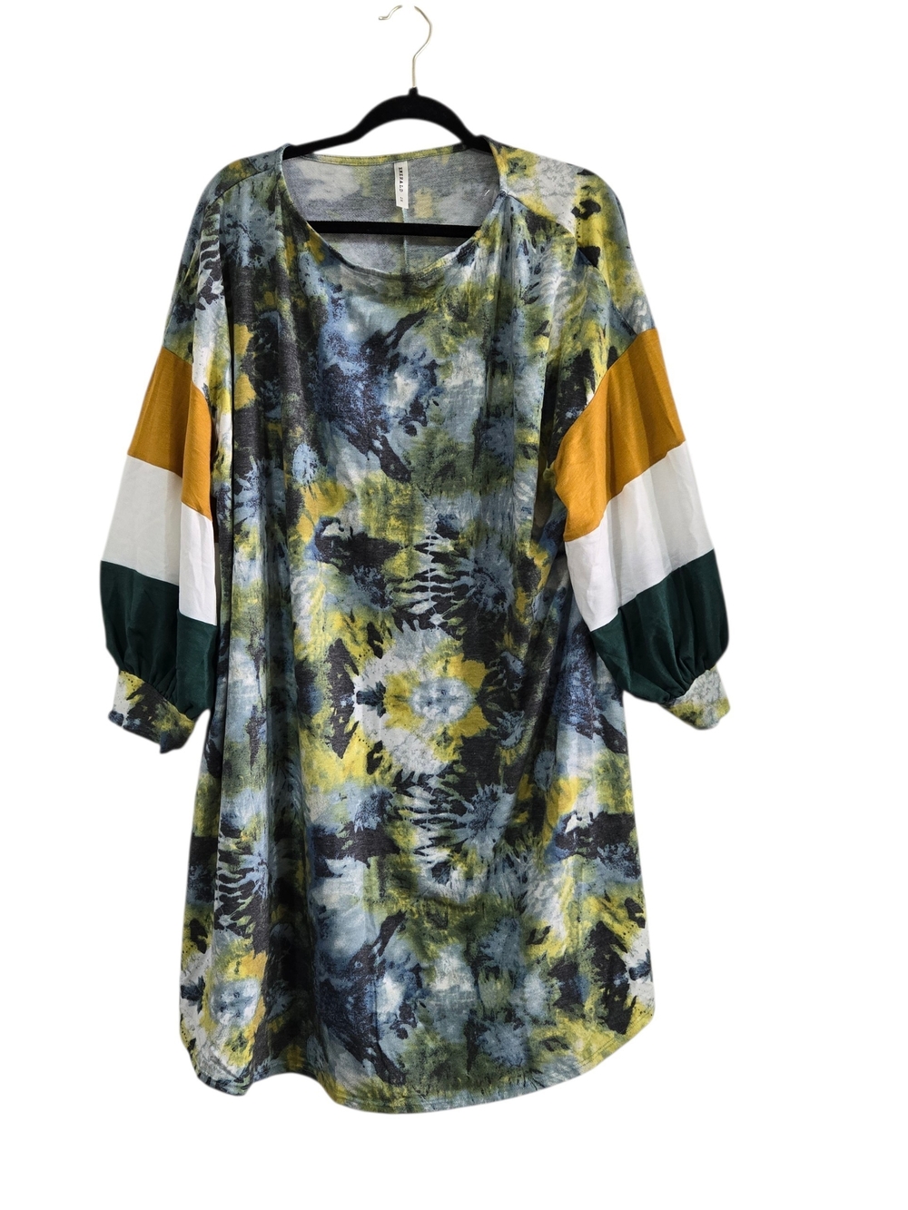 Emerald Abstract Floral Mini Dress Yellow Green & Mustard 2X